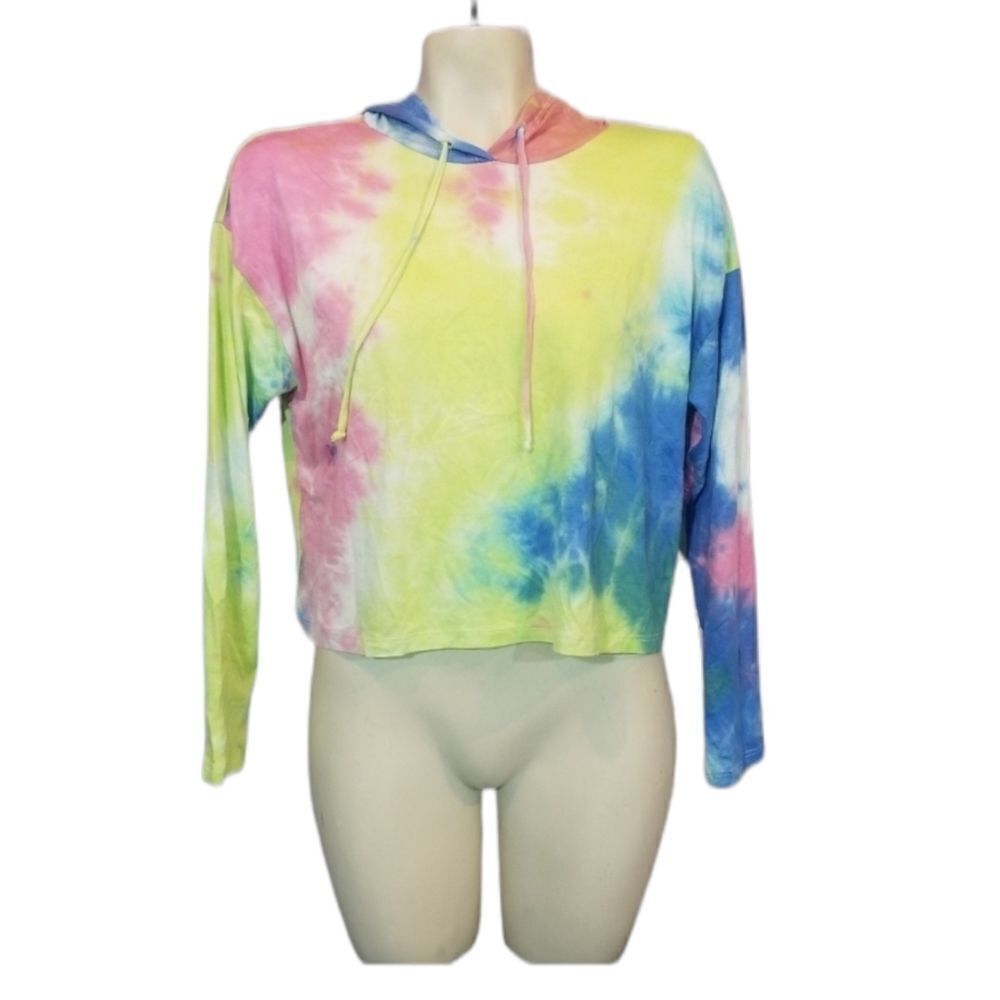 Lush Pink, Yellow & Blue Tie Dye Hoodie Size Small